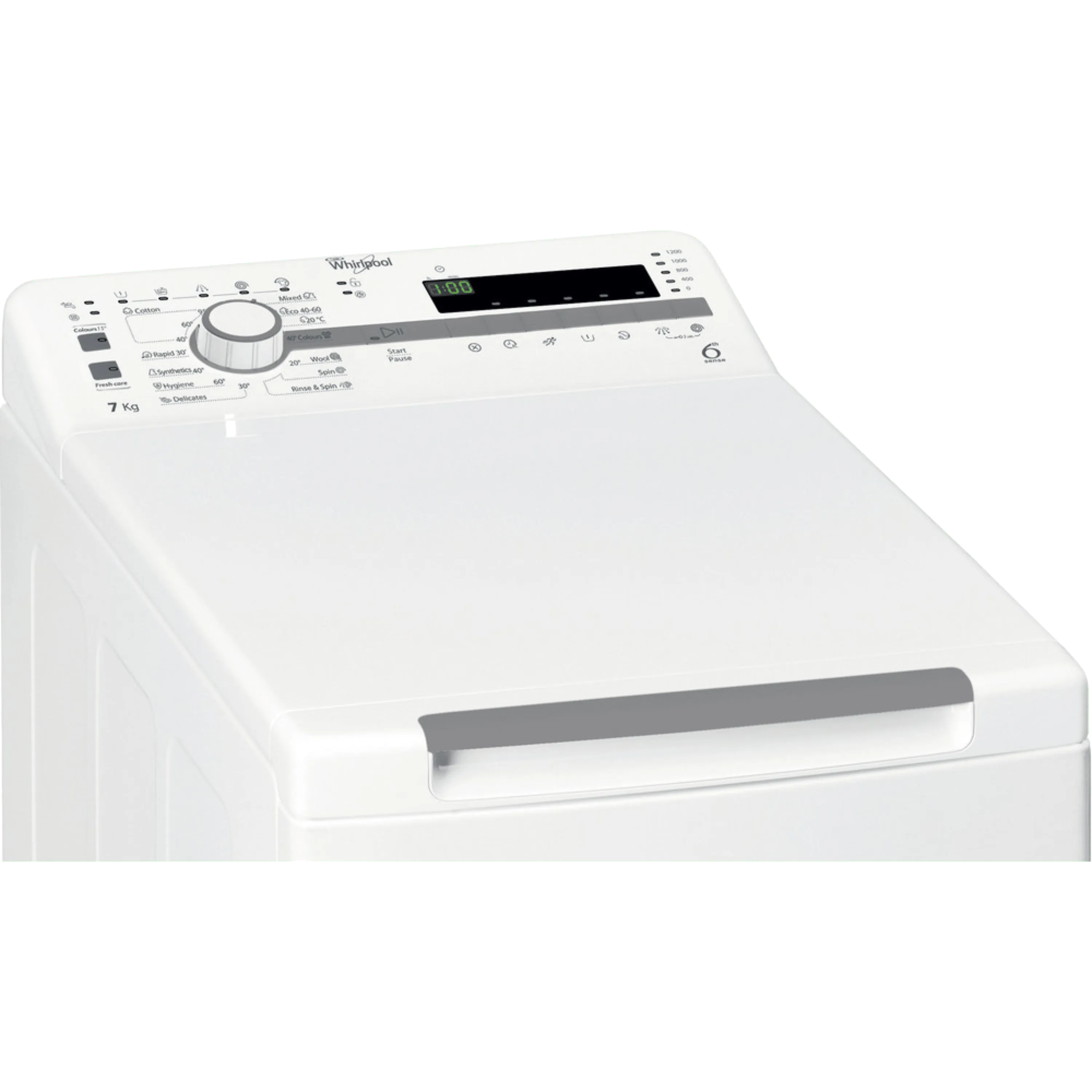 מכונת כביסה פתח עליון 7 ק"ג Whirlpool TDLR 7220SS IL במהירות 1200 סל"ד - צבע לבן אחריות ע"י היבואן הרשמי בהוראת קבע