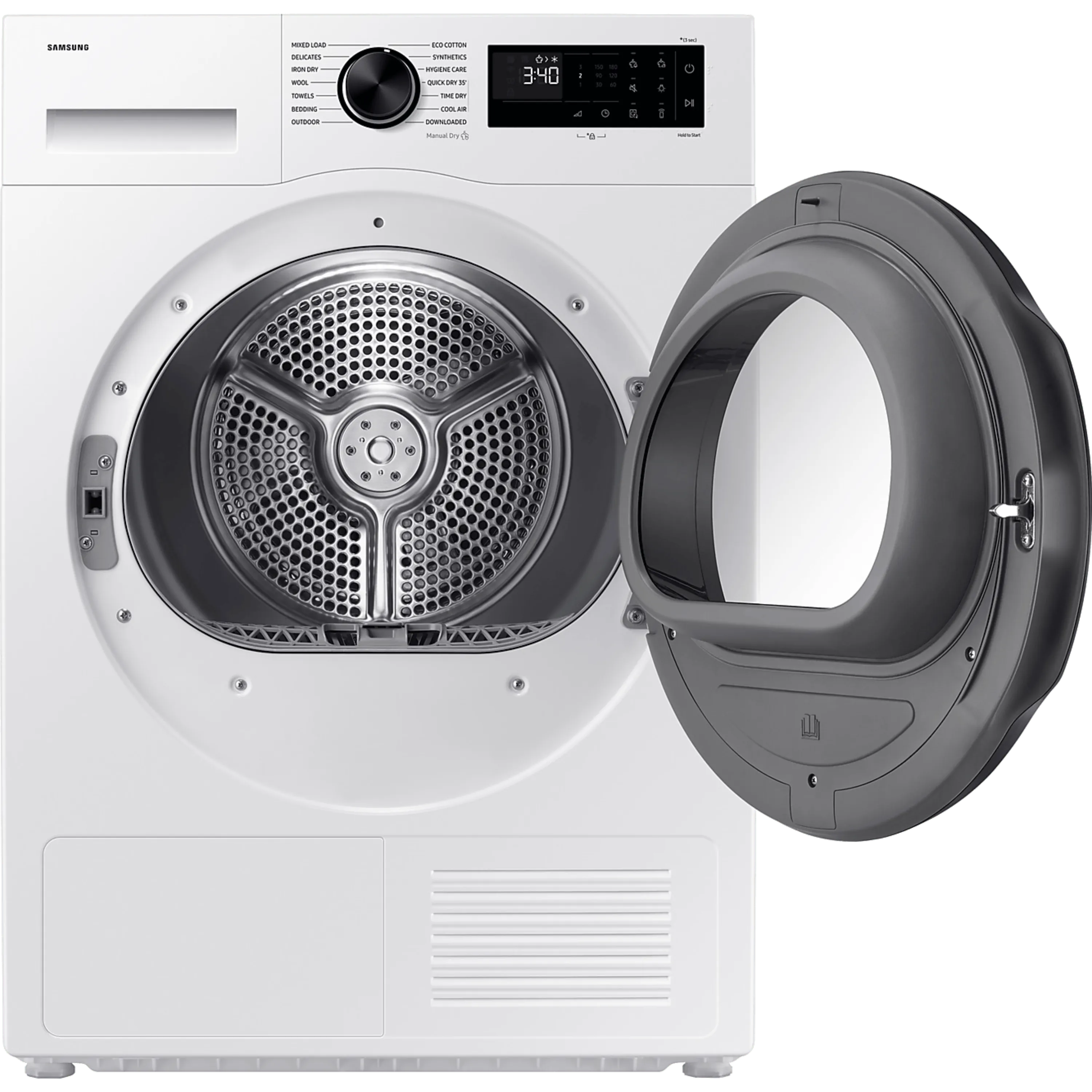 מייבש כביסה קונדנסור 9 ק''ג Samsung Heat Pump DV90DG52A0AE - צבע לבן דלת שחורה אחריות ע"י סמסונג ישראל בהוראת קבע