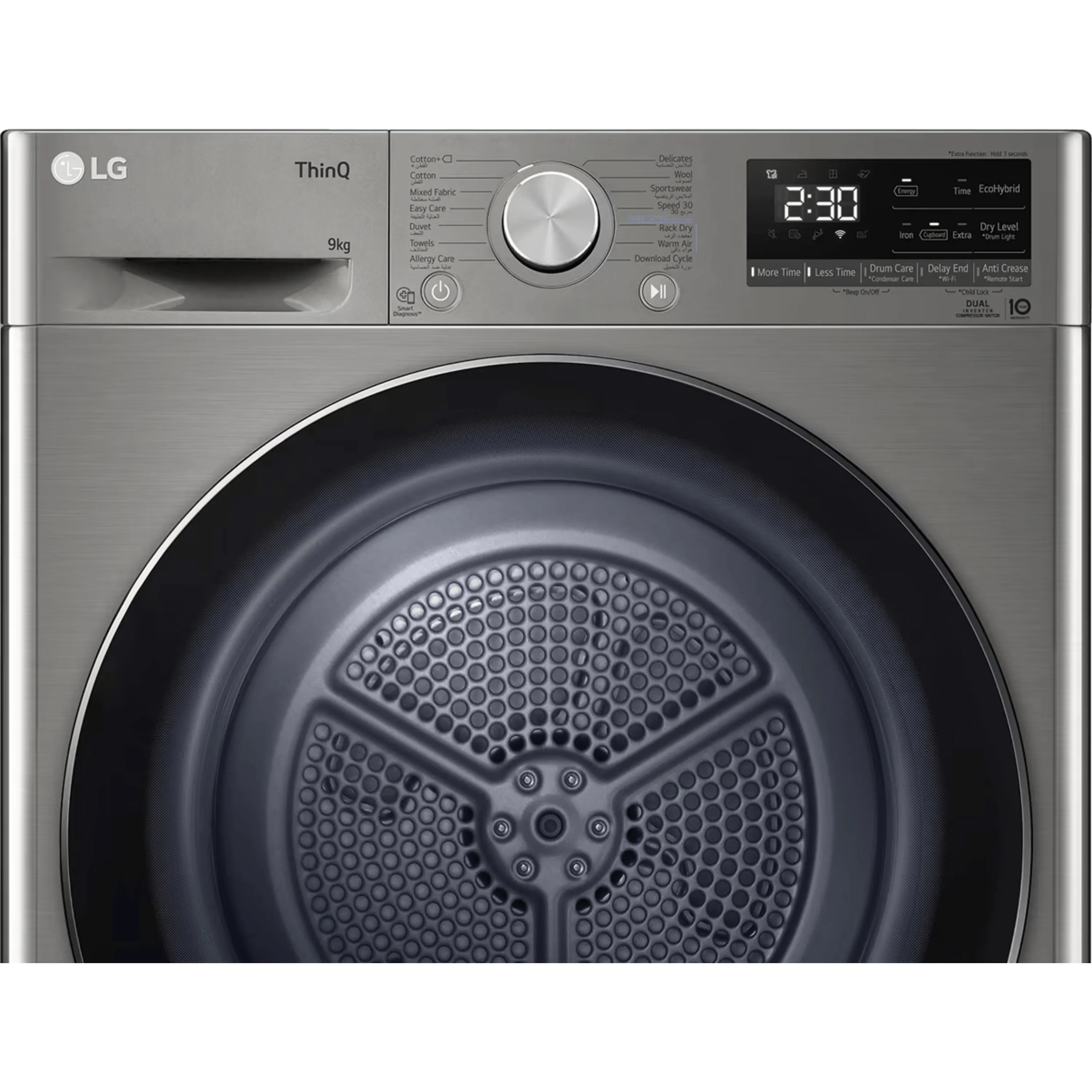 מייבש כביסה 9 ק''ג LG FD1809GB Heat Pump - גימור כסוף אחריות ע"י היבואן הרשמי בהוראת קבע
