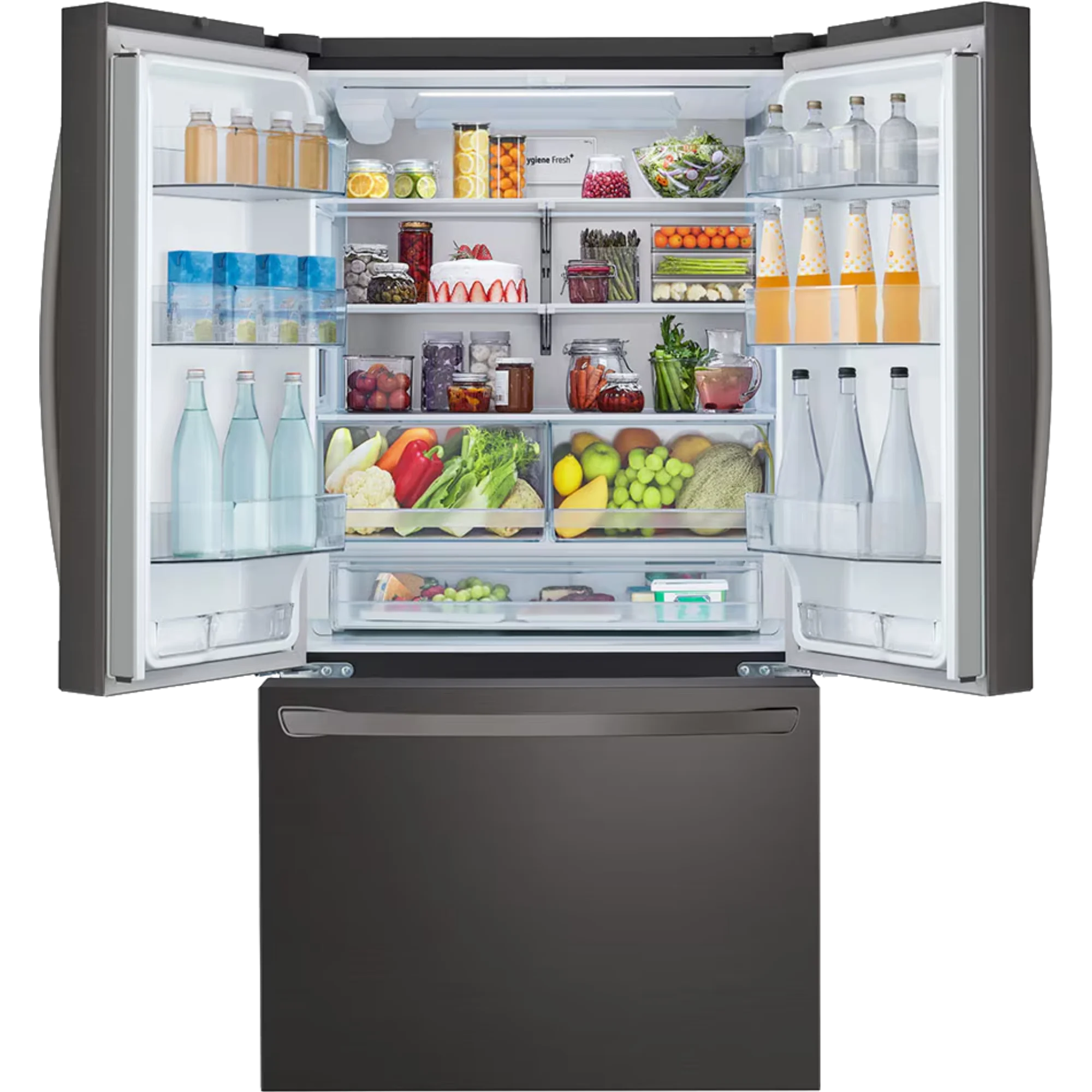 מקרר 3 דלתות מקפיא תחתון 750 ליטר LG GR-B278SE עם התקן שבת מובנה - גימור נירוסטה מושחרת אחריות ע"י היבואן הרשמי בהוראת קבע