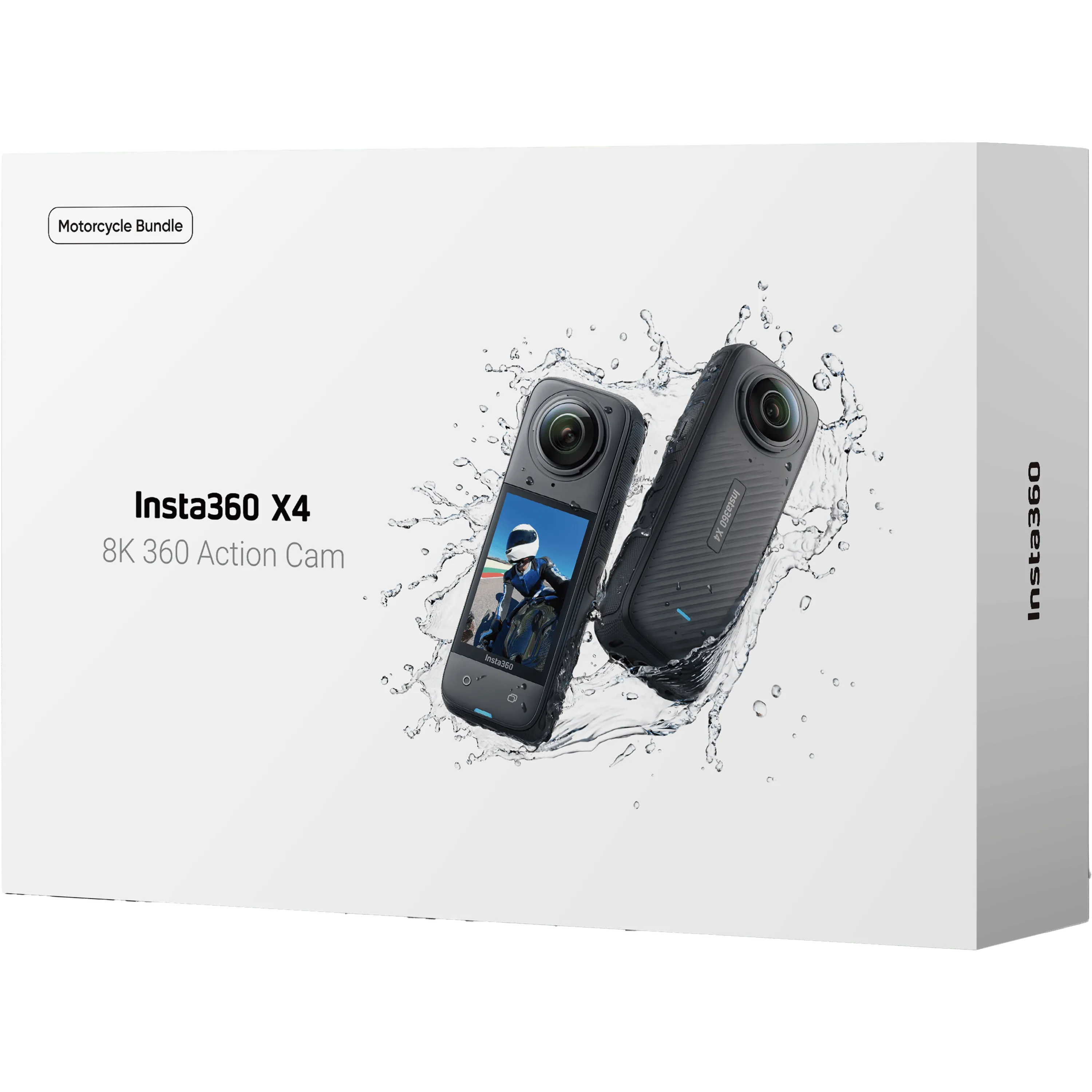 מצלמת אקסטרים עם ערכת אביזרים לאופנוע 360° Insta360 X4 8K - צבע שחור שנה אחריות ע"י היבואן הרשמי בהוראת קבע