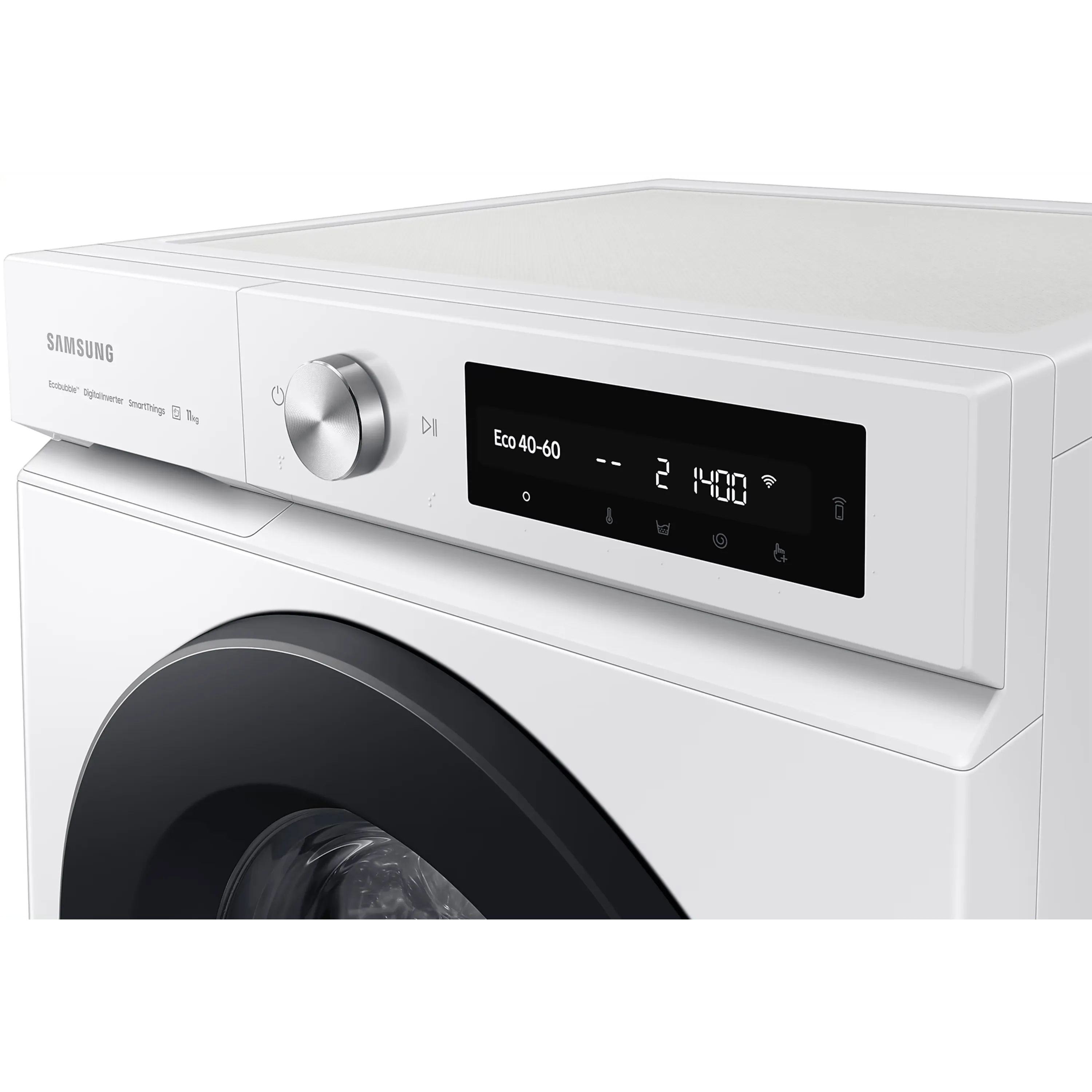 מכונת כביסה פתח חזית 11 ק"ג Samsung WW11BB5044AW AI Eco Bubble במהירות 1400 סל"ד - צבע לבן דלת שחורה אחריות ע"י סמסונג ישראל בהוראת קבע