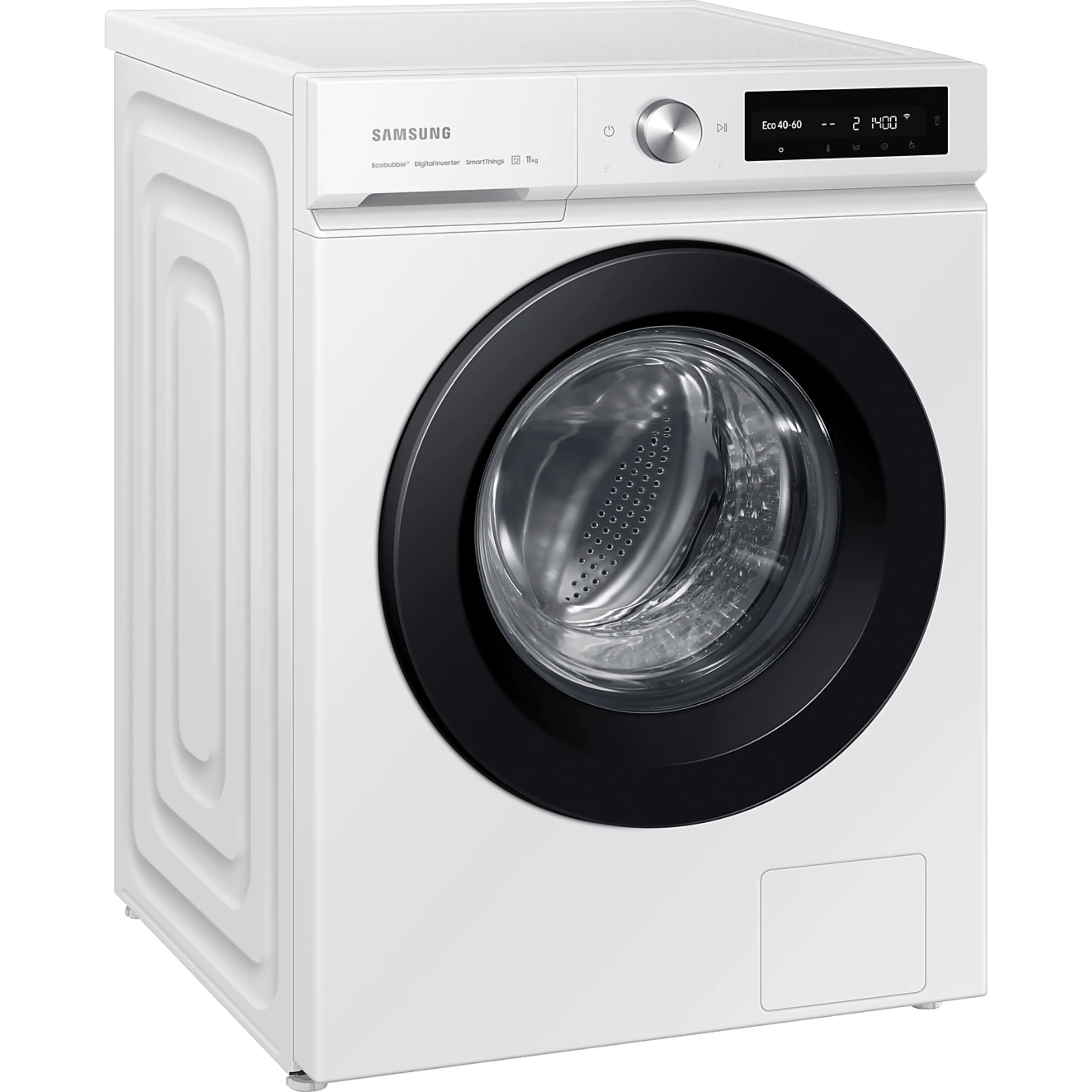 מכונת כביסה פתח חזית 11 ק"ג Samsung WW11BB5044AW AI Eco Bubble במהירות 1400 סל"ד - צבע לבן דלת שחורה אחריות ע"י סמסונג ישראל בהוראת קבע