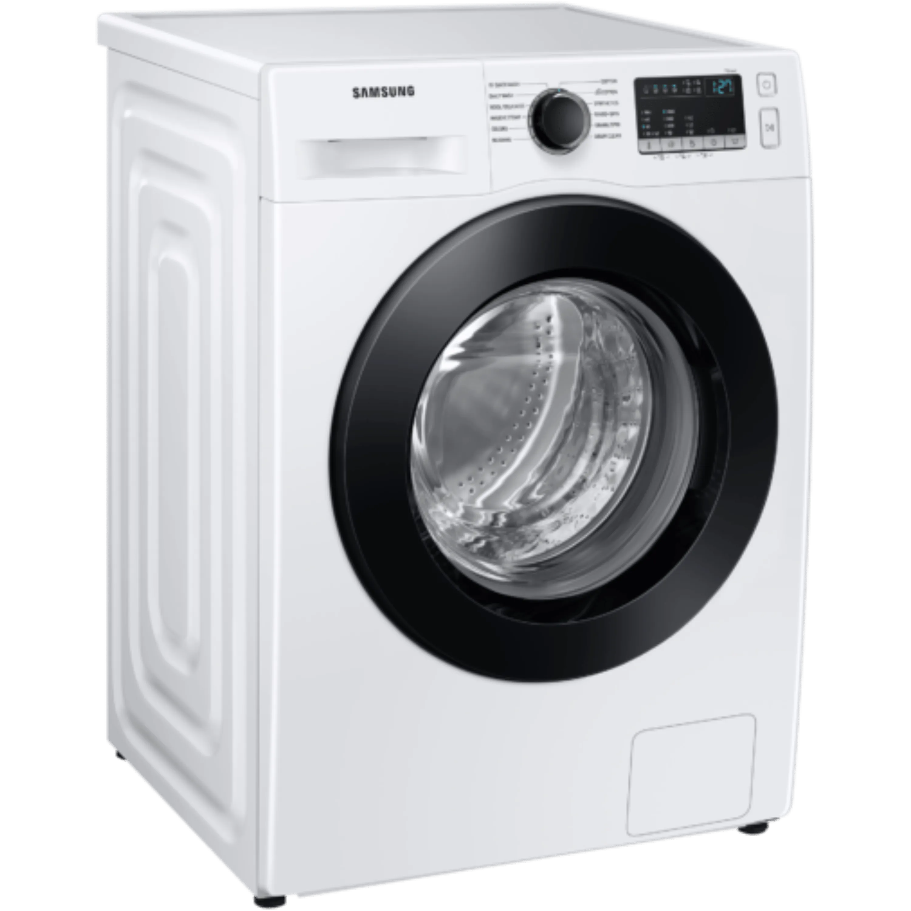 מכונת כביסה פתח חזית 7 ק''ג Samsung WW7ST4043CE במהירות 1400 סל"ד - צבע לבן דלת שחורה אחריות ע"י סמסונג ישראל בהוראת קבע