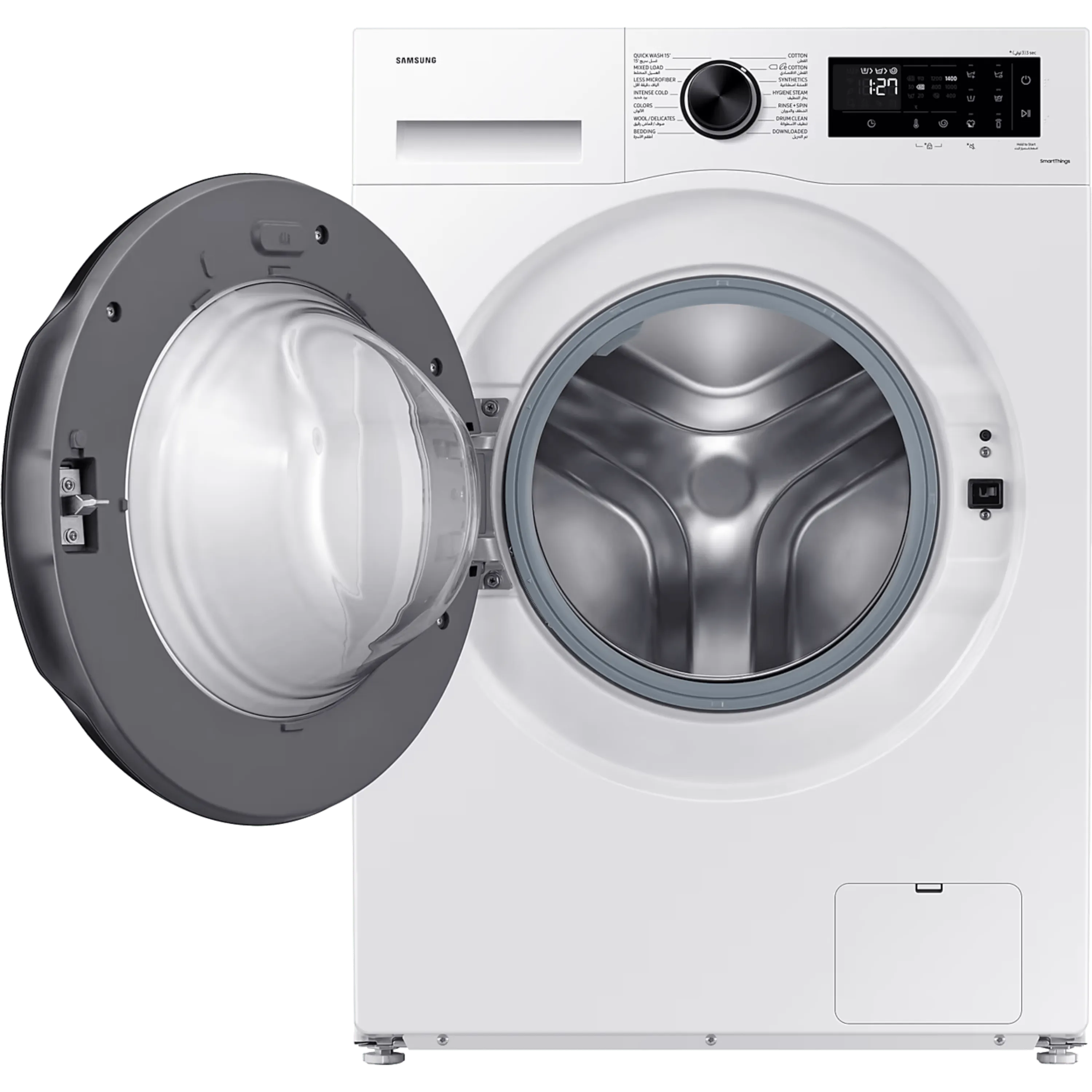 מכונת כביסה פתח חזית 8 ק"ג Samsung WW80CGC045AE AI Eco Bubble במהירות 1400 סל"ד - צבע לבן דלת שחורה אחריות ע"י סמסונג ישראל בהוראת קבע