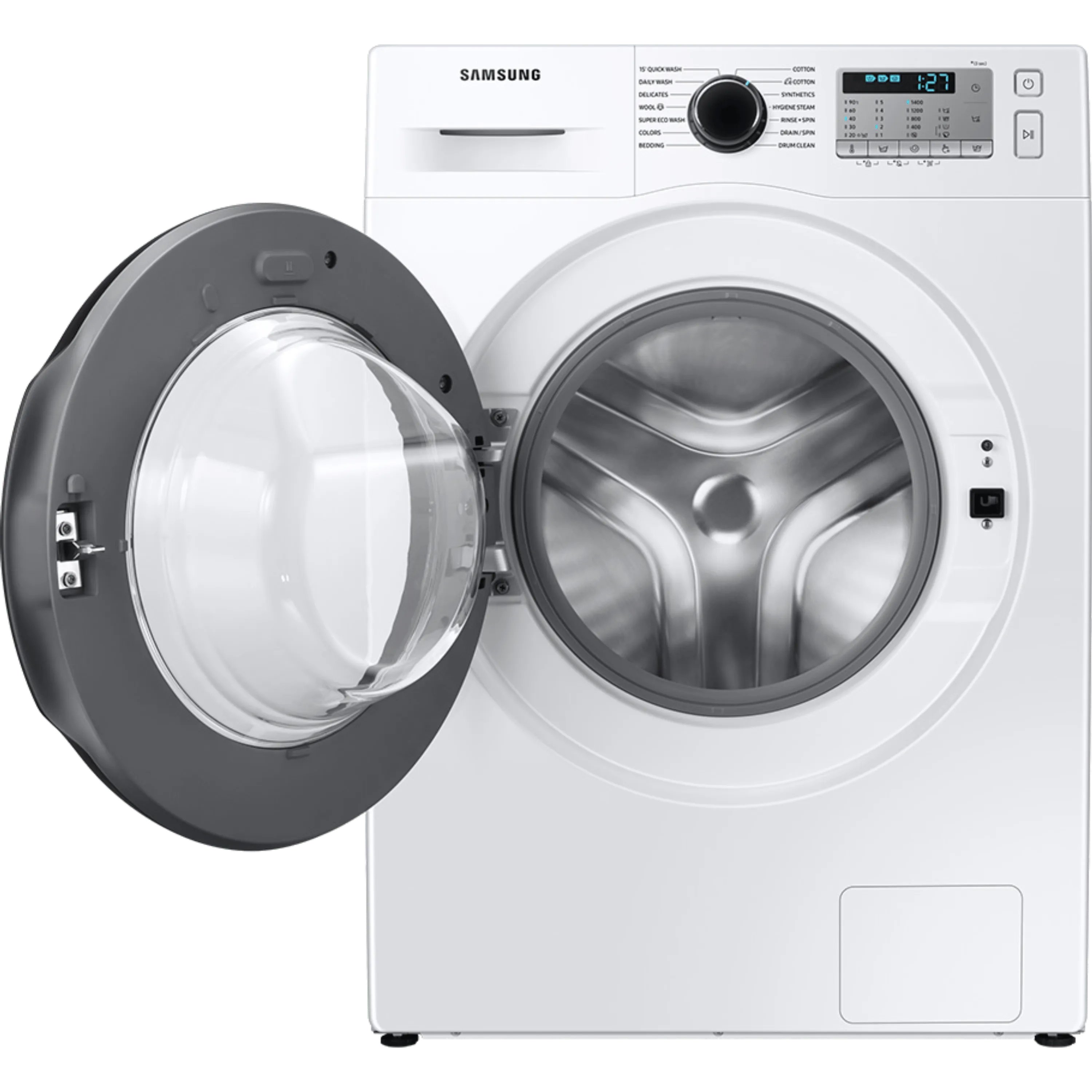 מכונת כביסה פתח חזית 8 ק"ג Samsung WW8STA046AH Eco Bubble במהירות 1400 סל"ד - צבע לבן דלת שחורה אחריות ע"י סמסונג ישראל בהוראת קבע