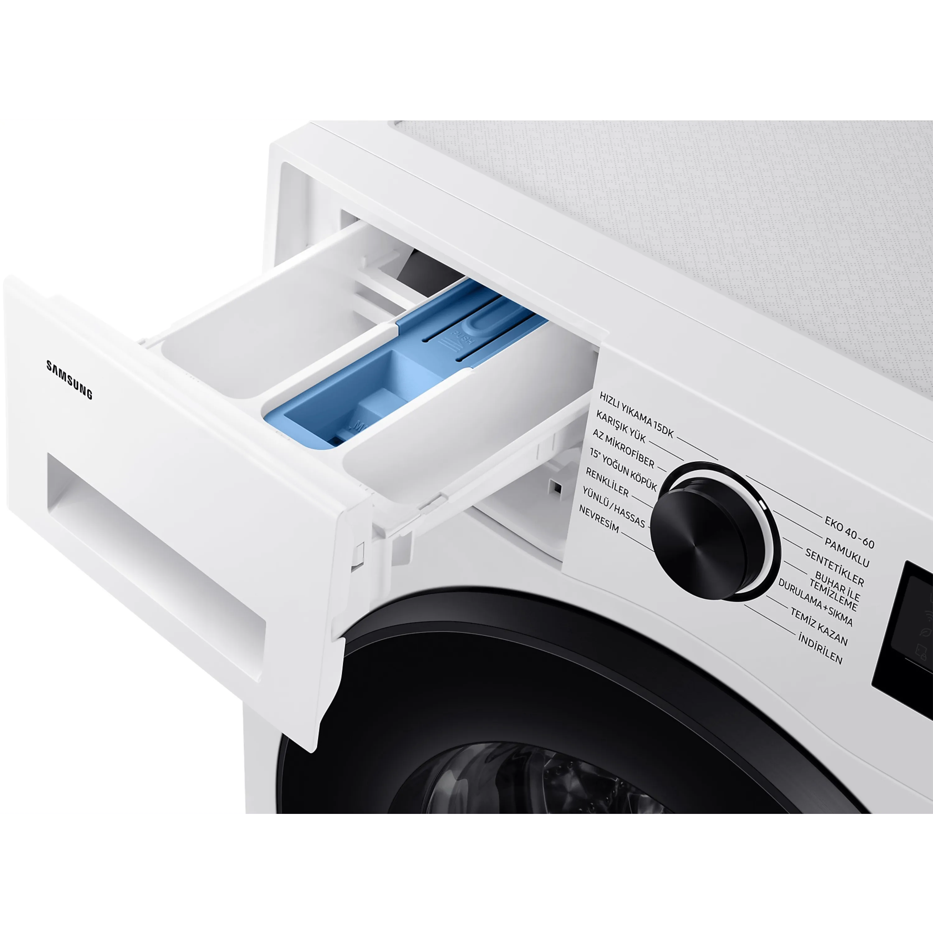 מכונת כביסה פתח חזית 9 ק"ג Samsung WW90CGC045AE AI Eco Bubble במהירות 1400 סל"ד - צבע לבן דלת שחורה אחריות ע"י סמסונג ישראל בהוראת קבע