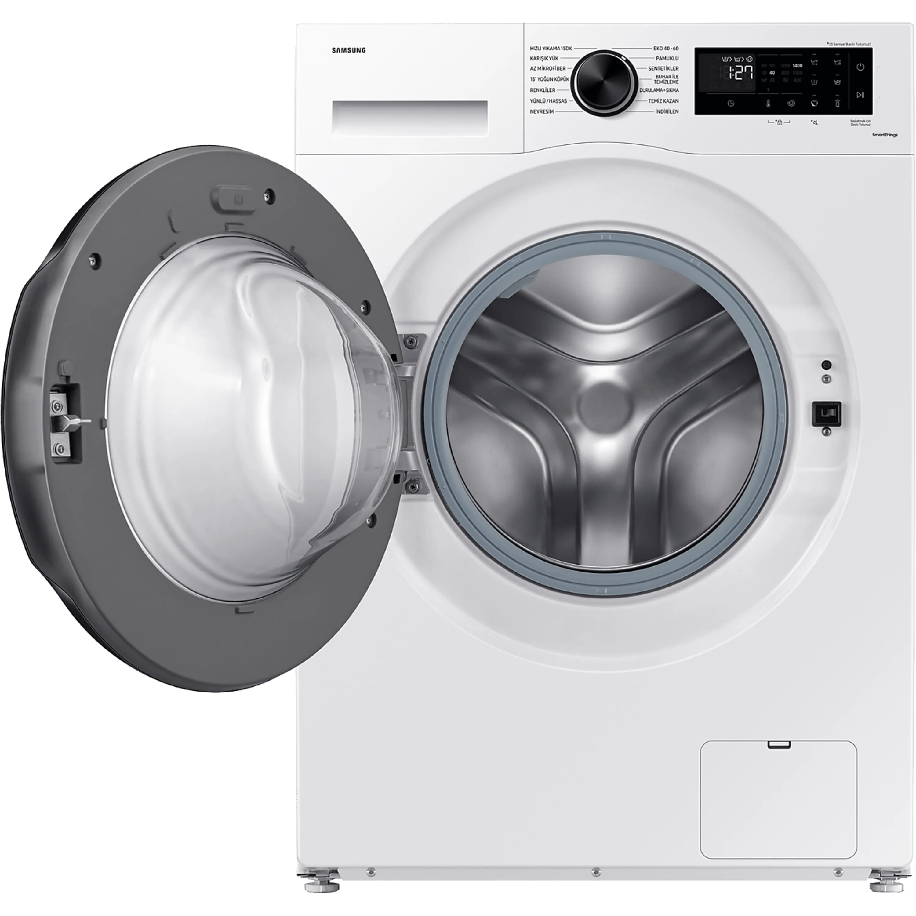 מכונת כביסה פתח חזית 9 ק"ג Samsung WW90CGC045AE AI Eco Bubble במהירות 1400 סל"ד - צבע לבן דלת שחורה אחריות ע"י סמסונג ישראל בהוראת קבע