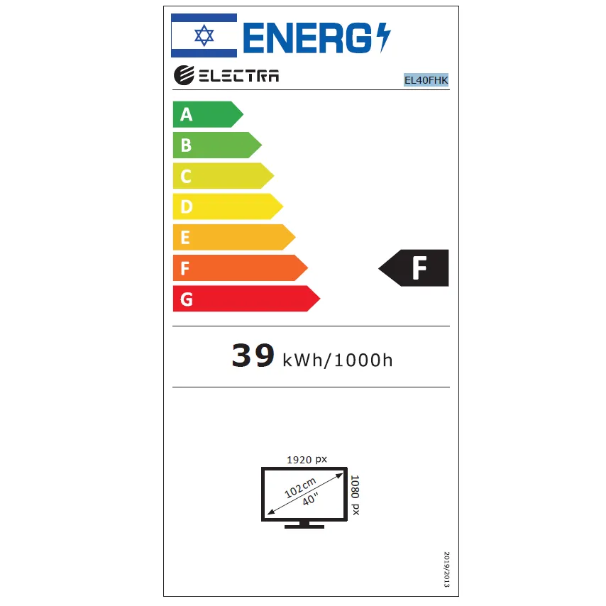 טלוויזיה חכמה Electra 40" 40FHK Smart TV FHD - צבע שחור אחריות יבואן רשמי בהוראת קבע